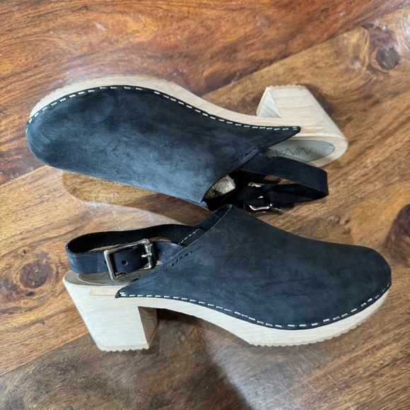 Black Suede Women's Mules with Wooden Heel - Picture 8 of 10